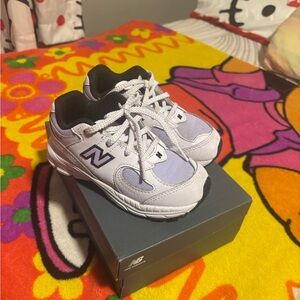 New Balance Kids' White and Gray Sneakers